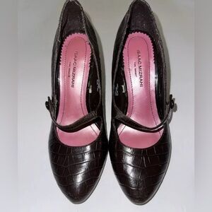 Isaac Mizrahi Vintage Black Croc-Embossed Heels
